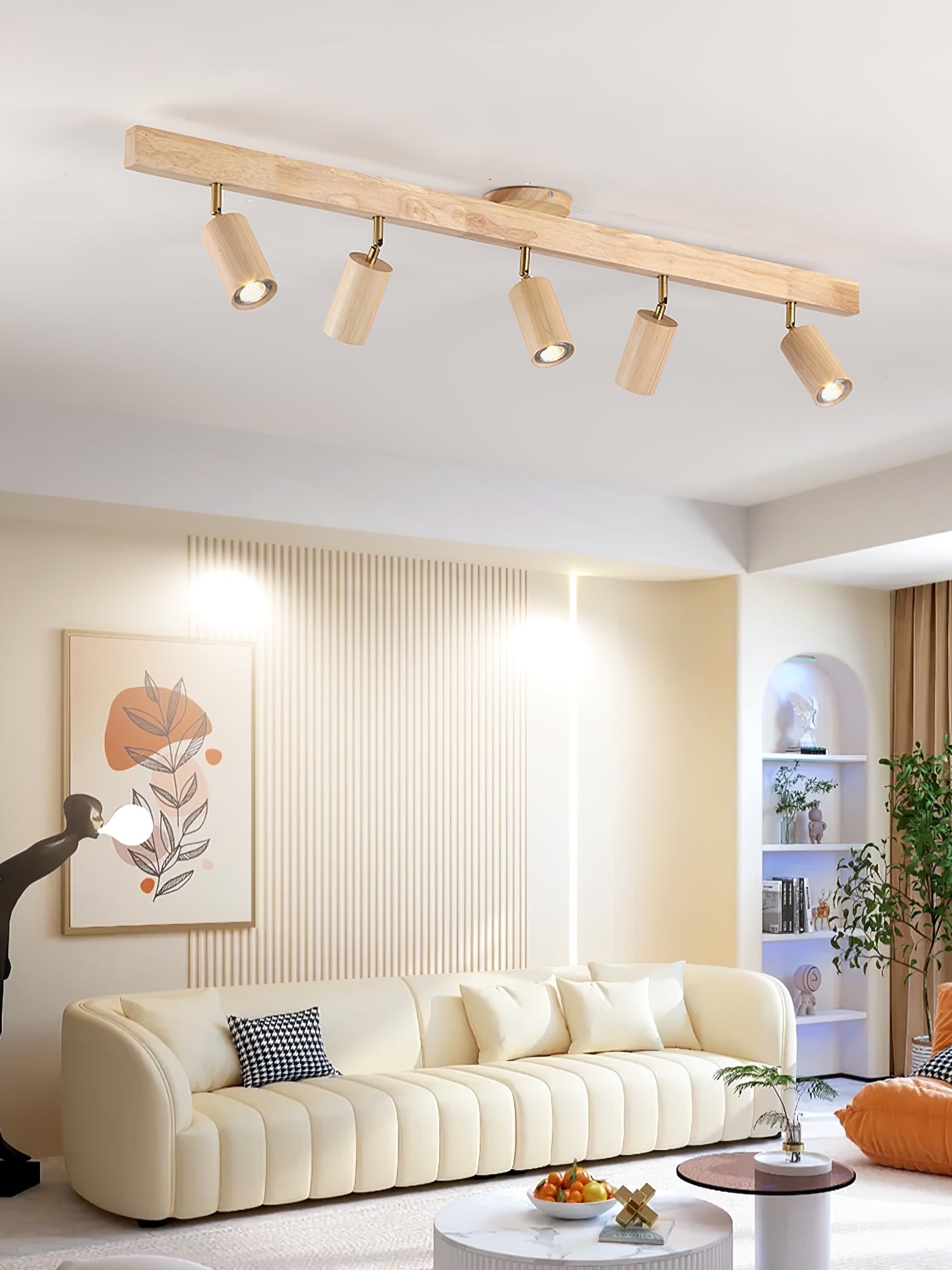 Plafonnier moderne Paddy en bois Noyer