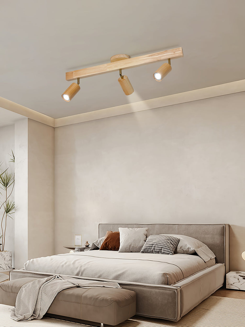 Plafonnier moderne Paddy en bois Noyer
