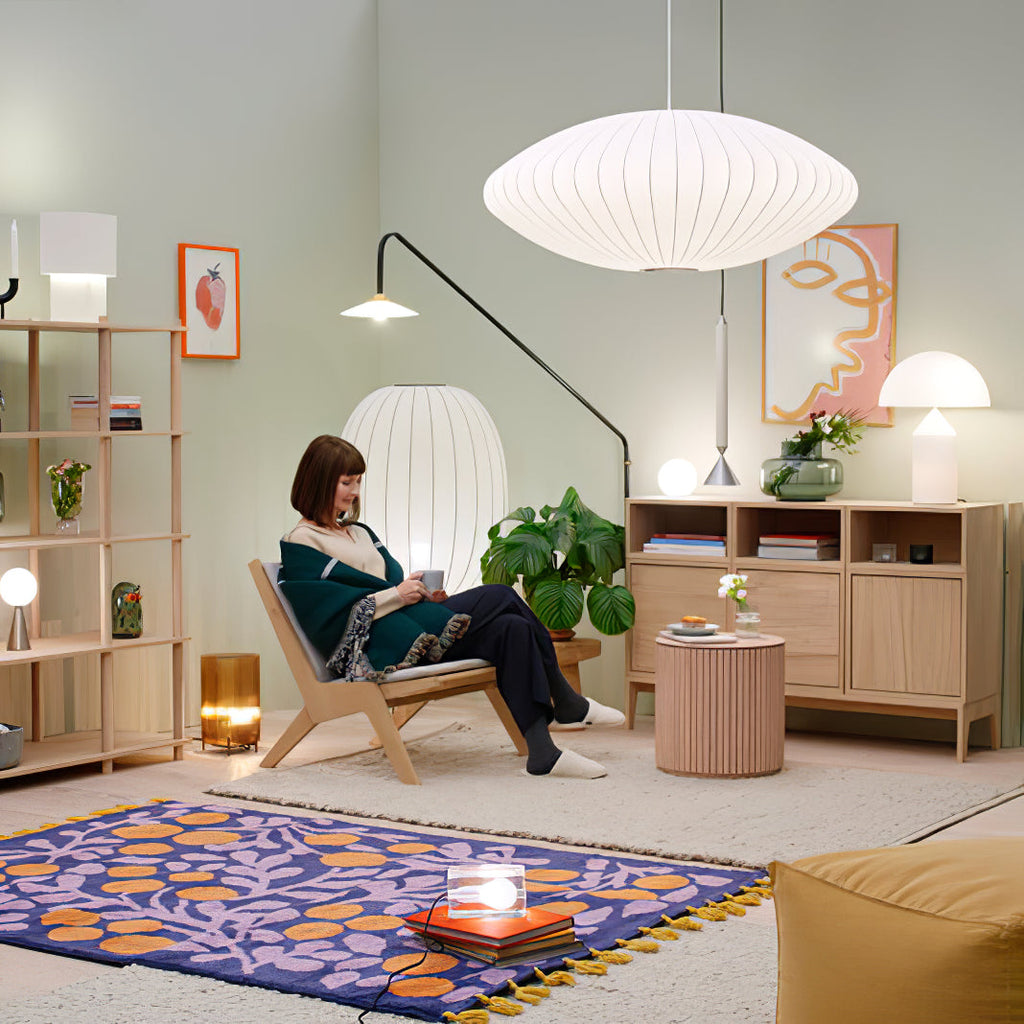 Suspension moderne Charlton en soie Blanc