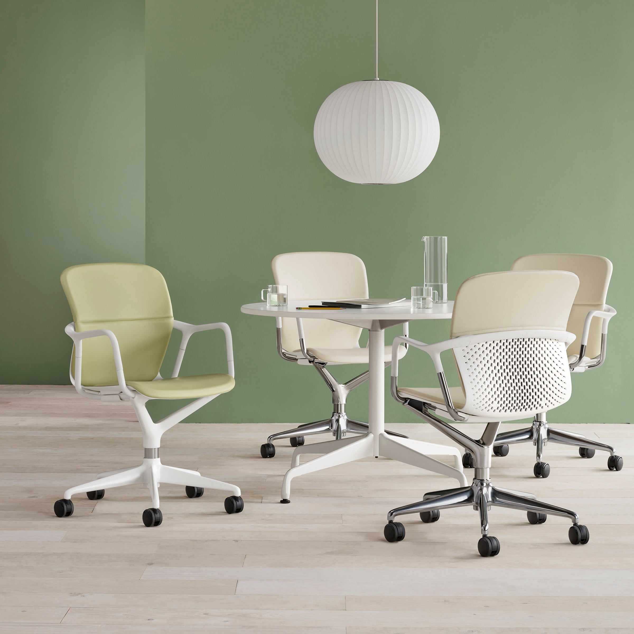 Suspension moderne Charlton en soie Blanc