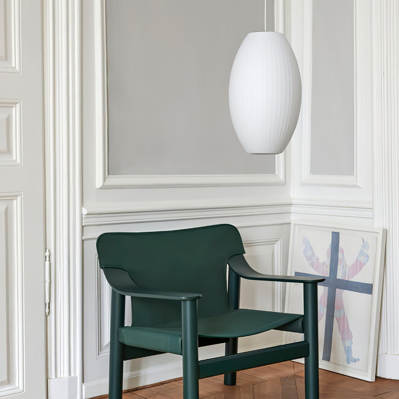 Suspension moderne Charlton en soie Blanc