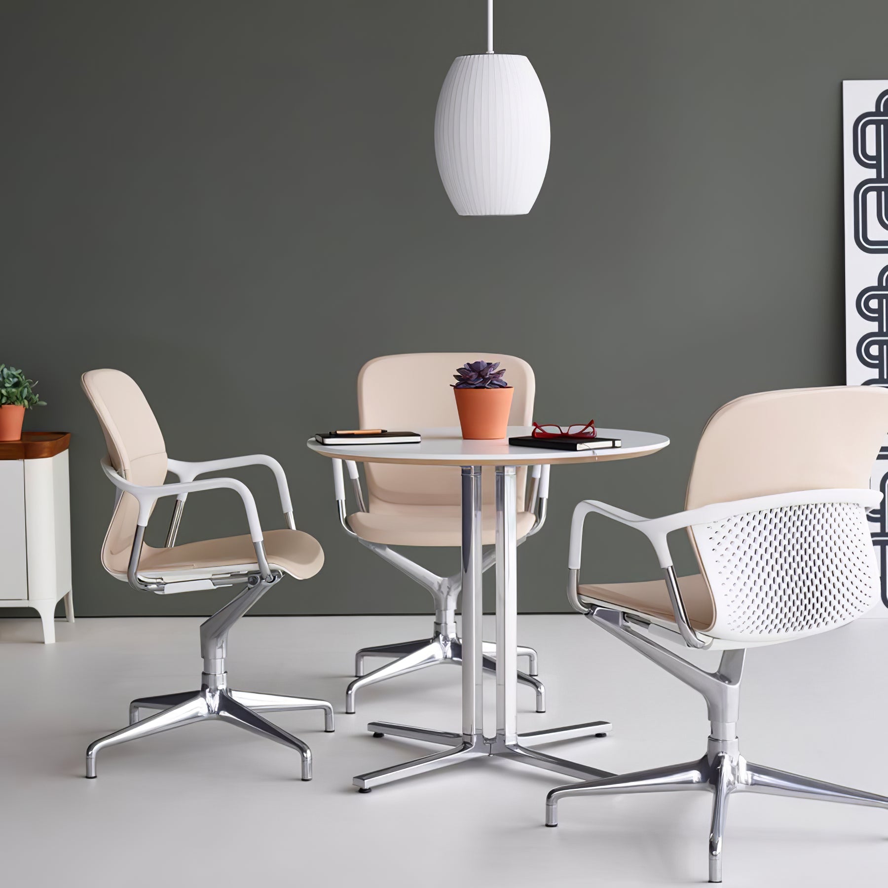 Suspension moderne Charlton en soie Blanc