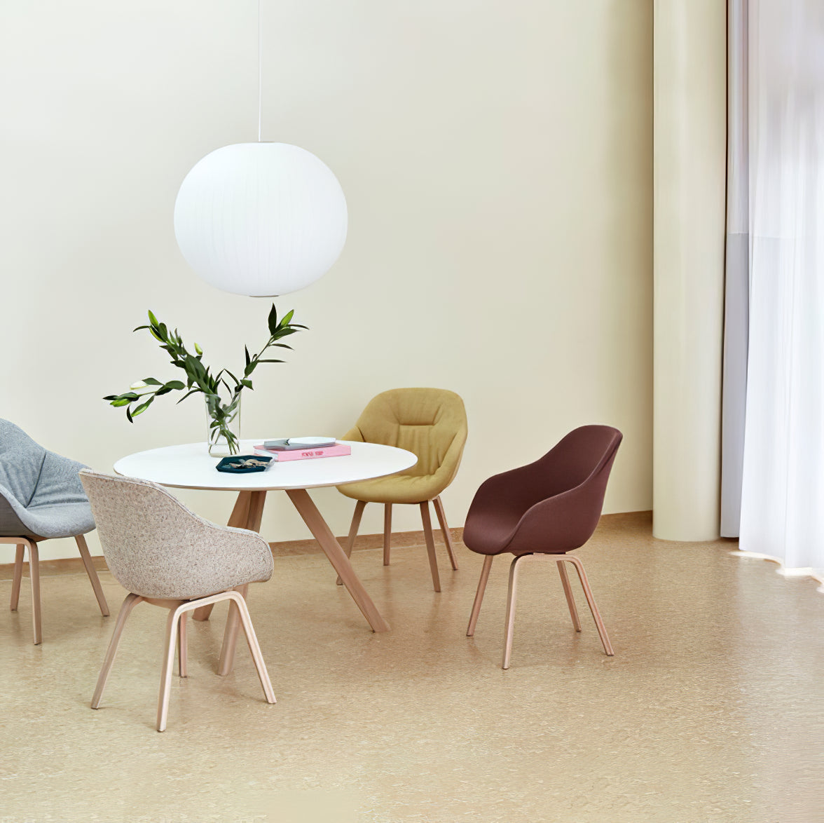 Suspension moderne Charlton en soie Blanc