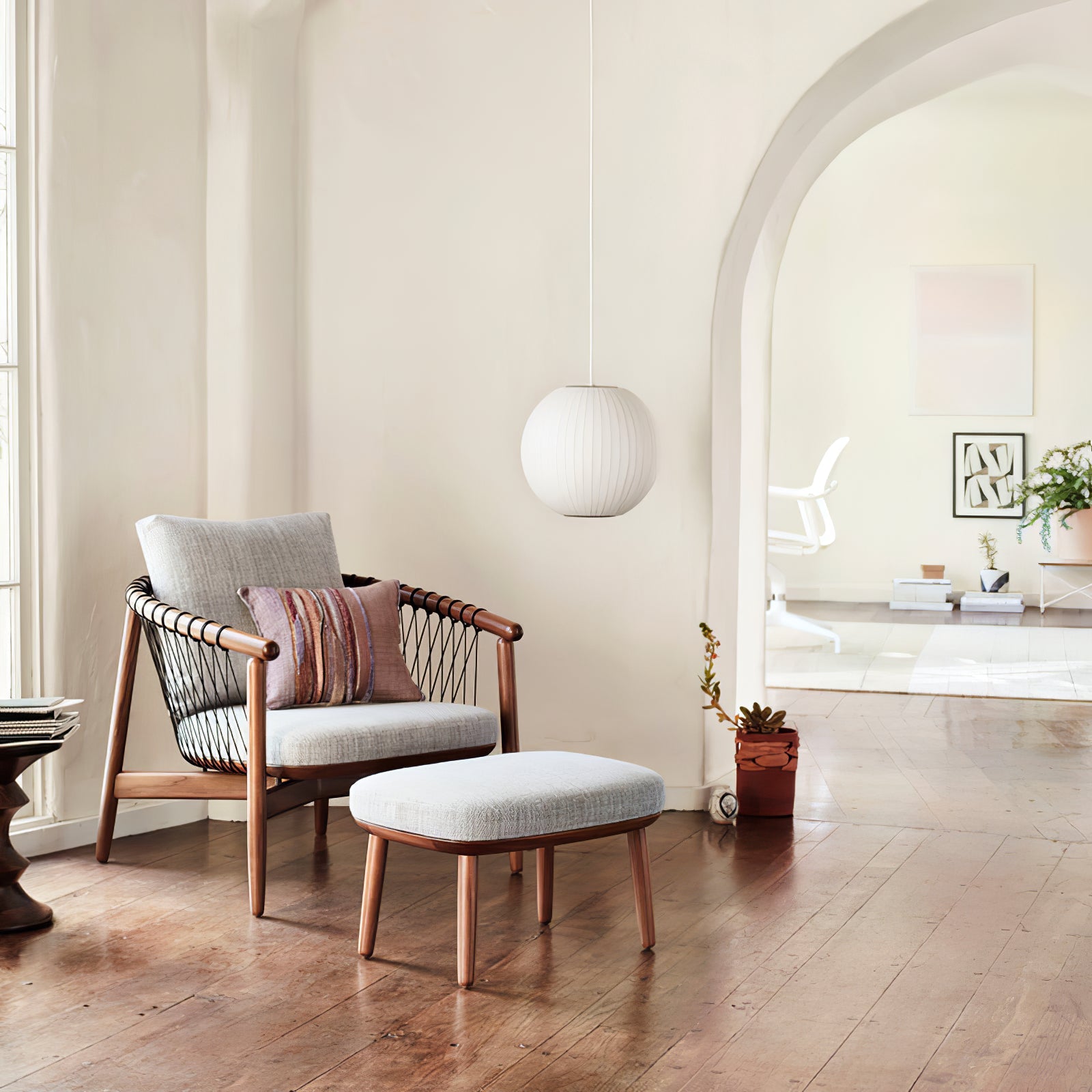 Suspension moderne Charlton en soie Blanc