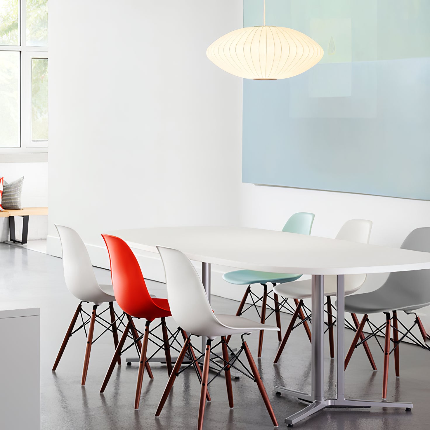 Suspension moderne Charlton en soie Blanc