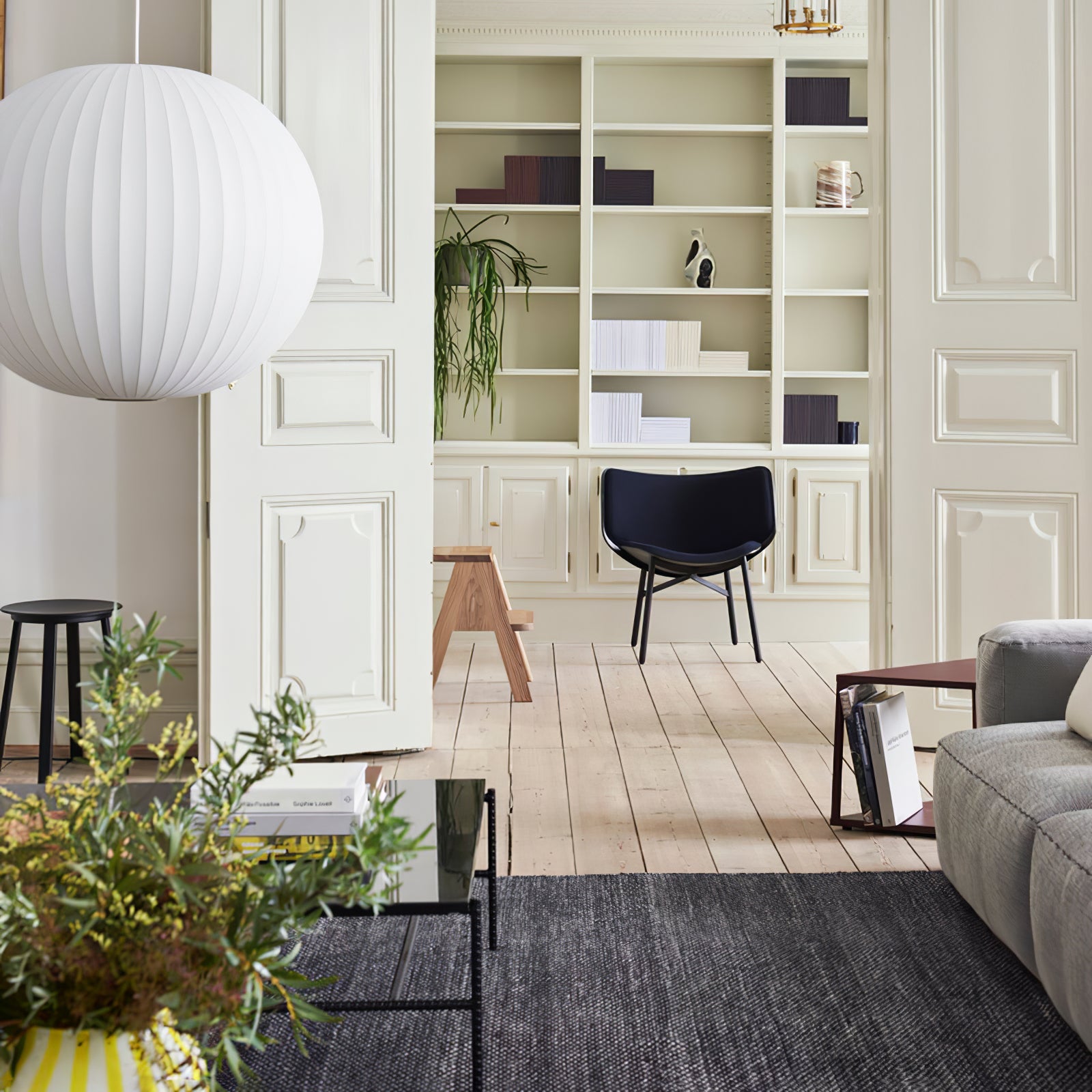 Suspension moderne Charlton en soie Blanc