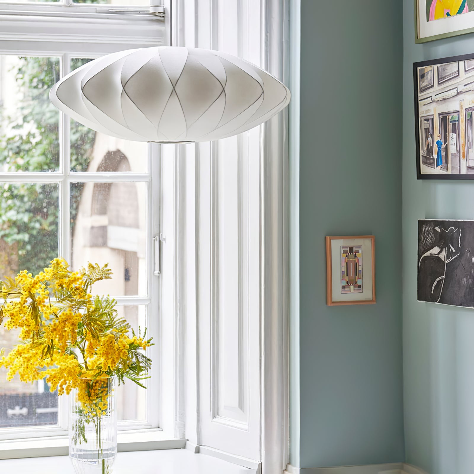 Suspension moderne Charlton en soie Blanc
