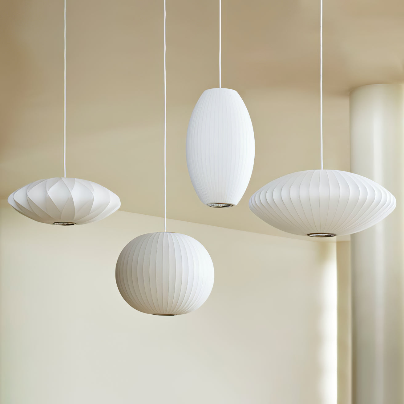 Suspension moderne Charlton en soie Blanc