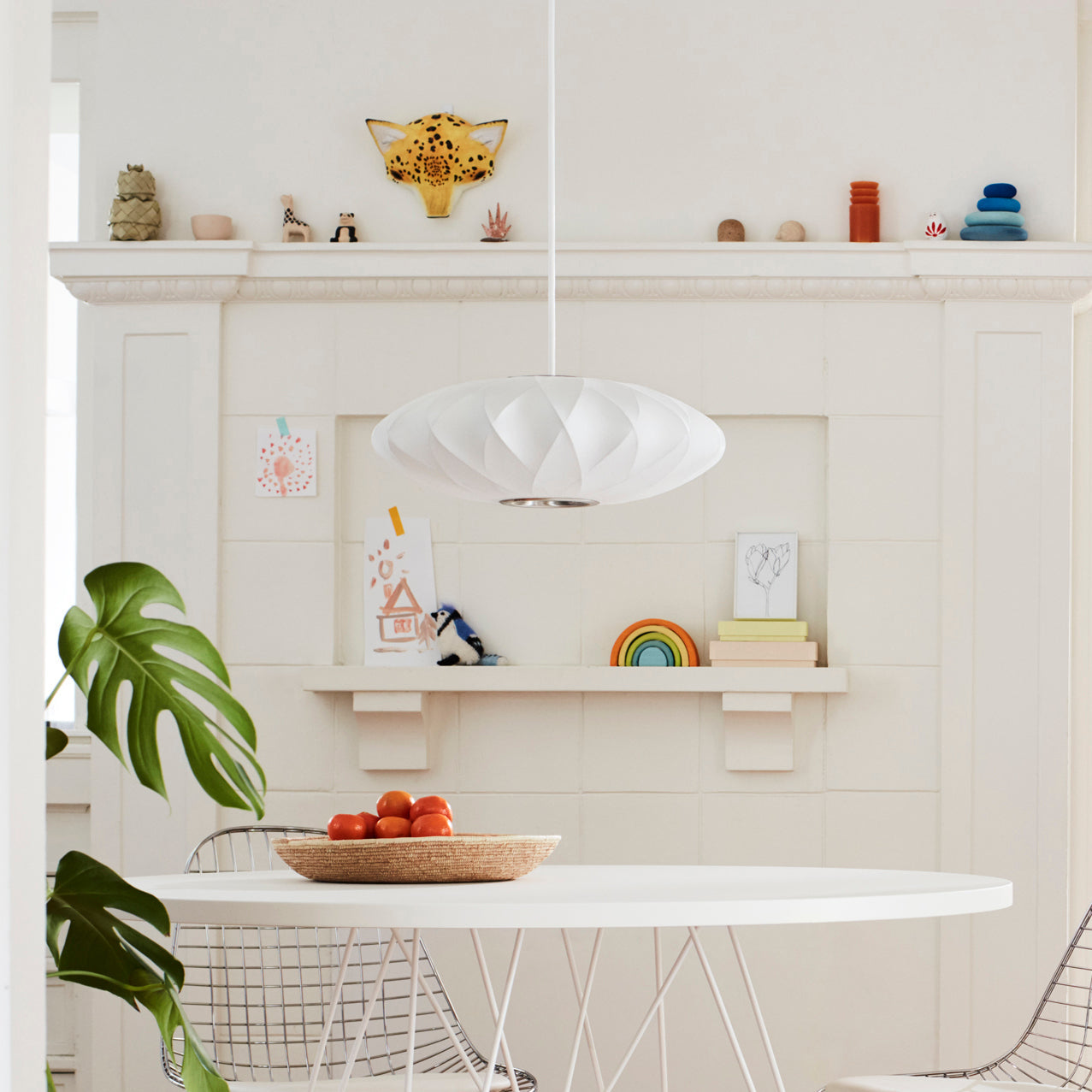 Suspension moderne Charlton en soie Blanc