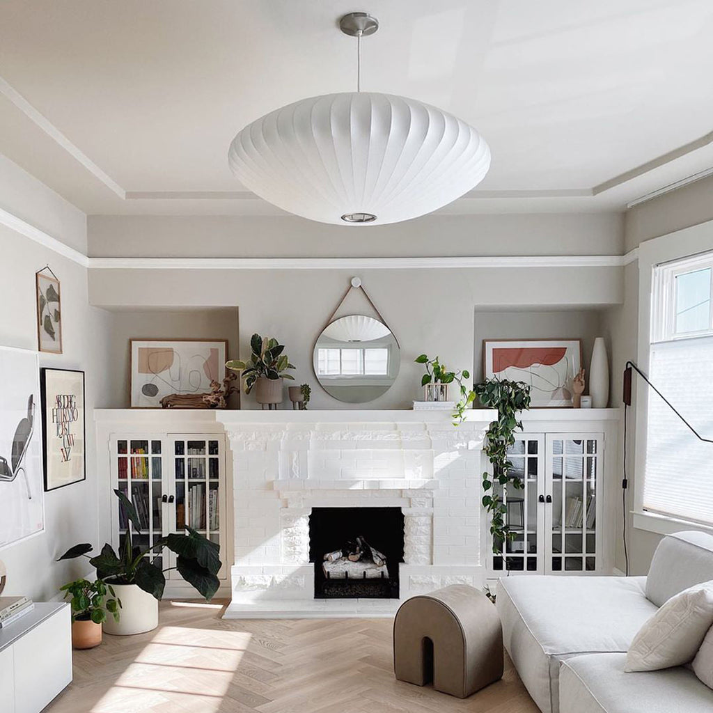 Suspension moderne Charlton en soie Blanc