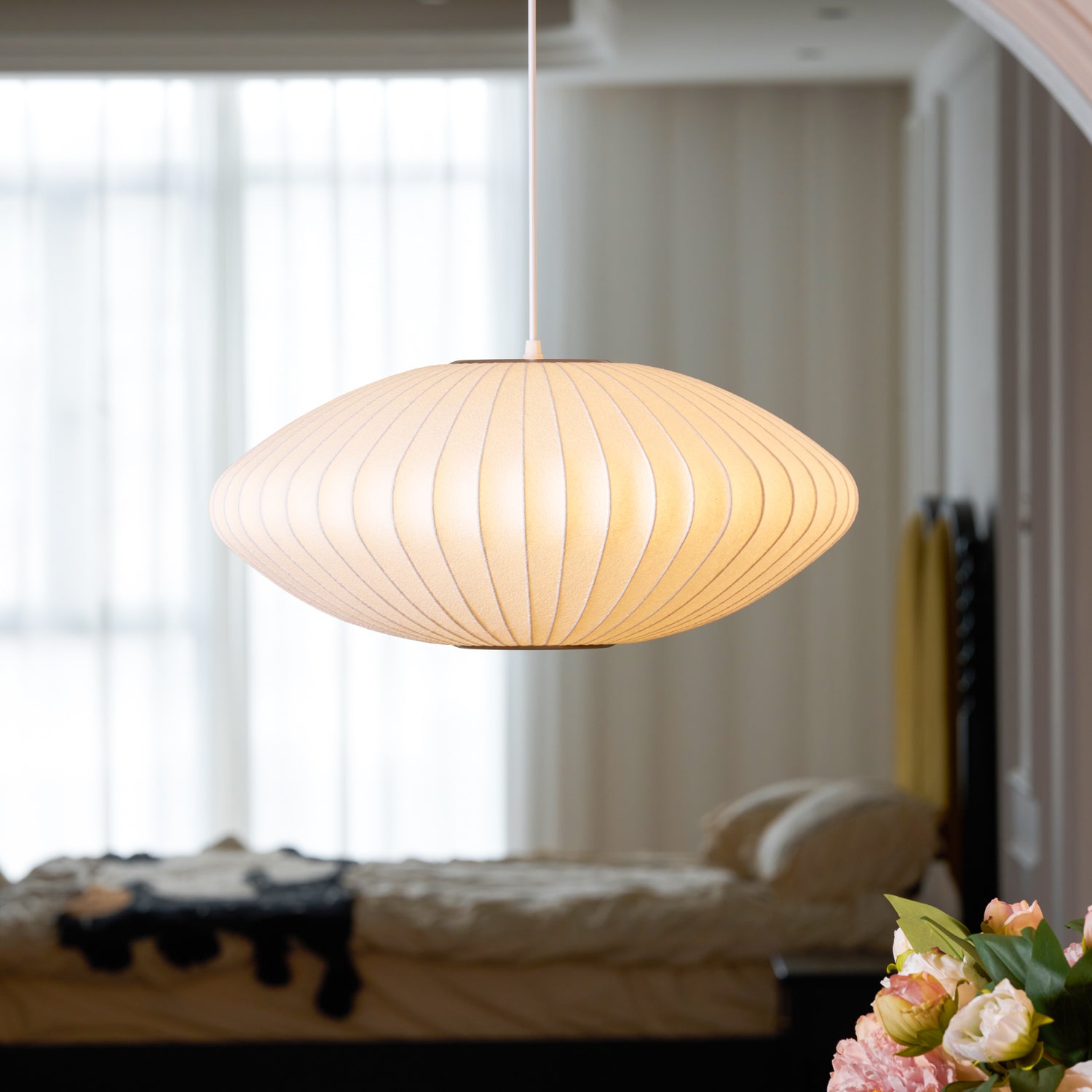 Suspension moderne Charlton en soie Blanc