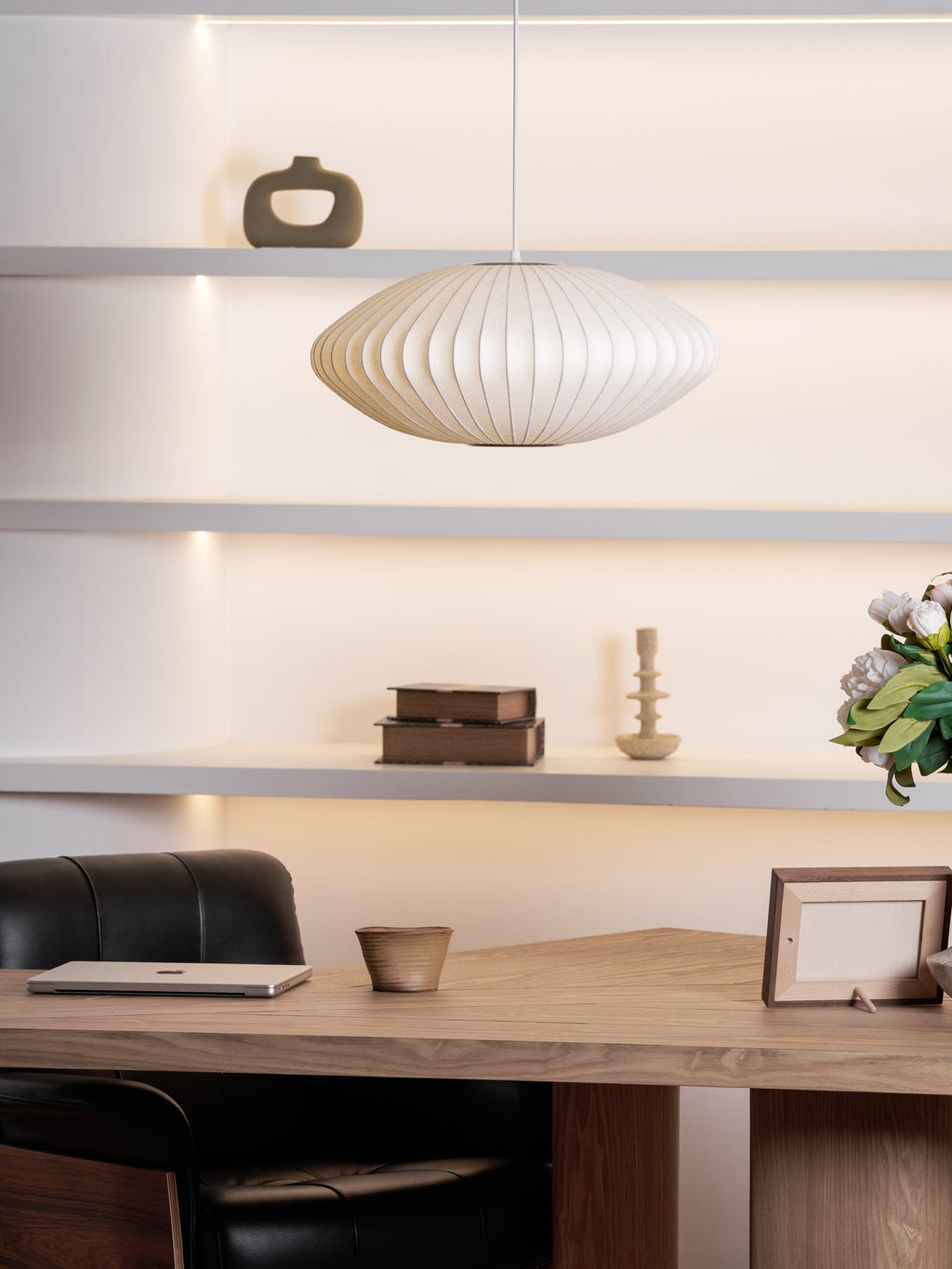 Suspension moderne Charlton en soie Blanc