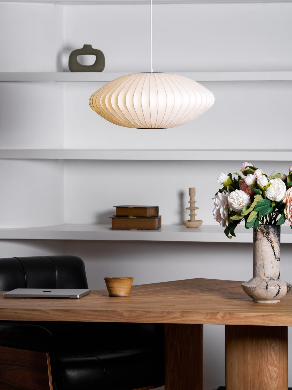 Suspension moderne Charlton en soie Blanc