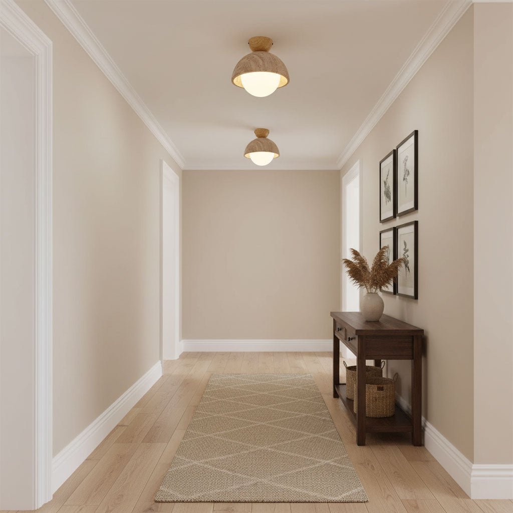 Plafonnier moderne Rhett en Bois et travertin jaune