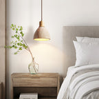 Suspension moderne Norulf en Bois et travertin jaune