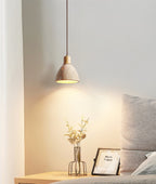 Suspension moderne Norulf en Bois et travertin jaune