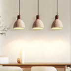 Suspension moderne Norulf en Bois et travertin jaune