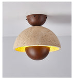 Plafonnier moderne Rhett en Foncé noyer et travertin jaune
