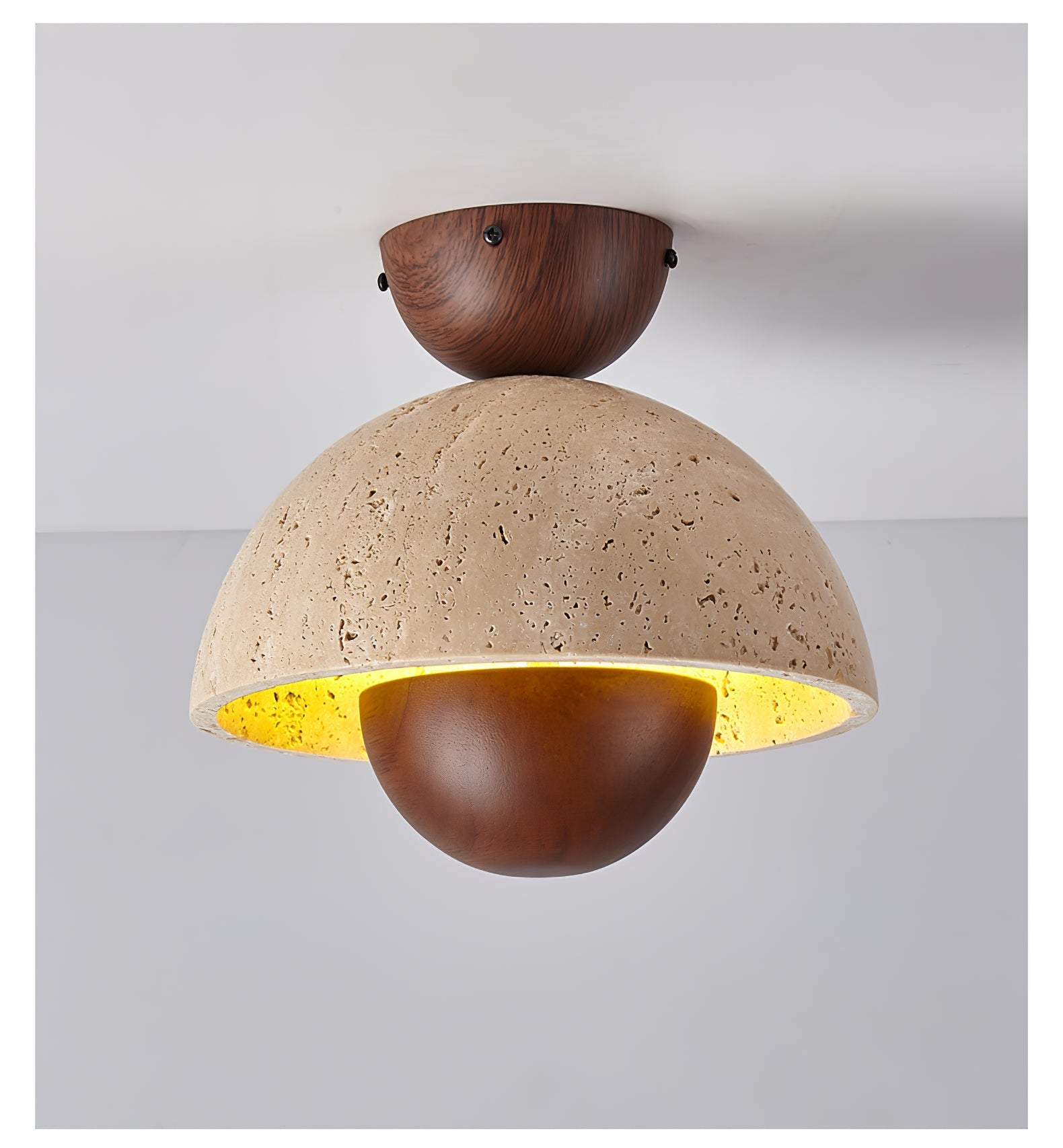 Plafonnier moderne Rhett en Bois et travertin jaune