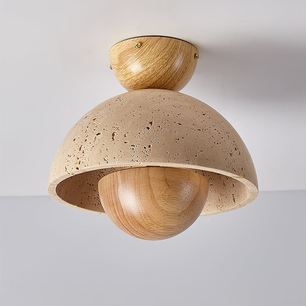 Plafonnier moderne Rhett en Bois et travertin jaune