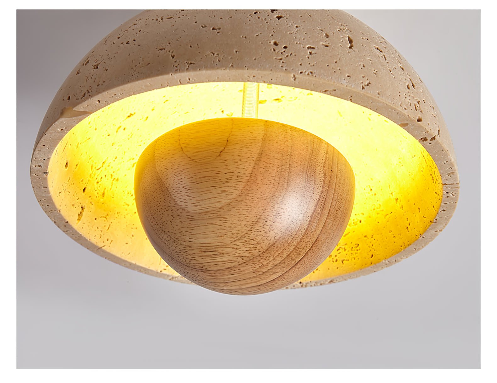 Plafonnier moderne Rhett en Foncé noyer et travertin jaune