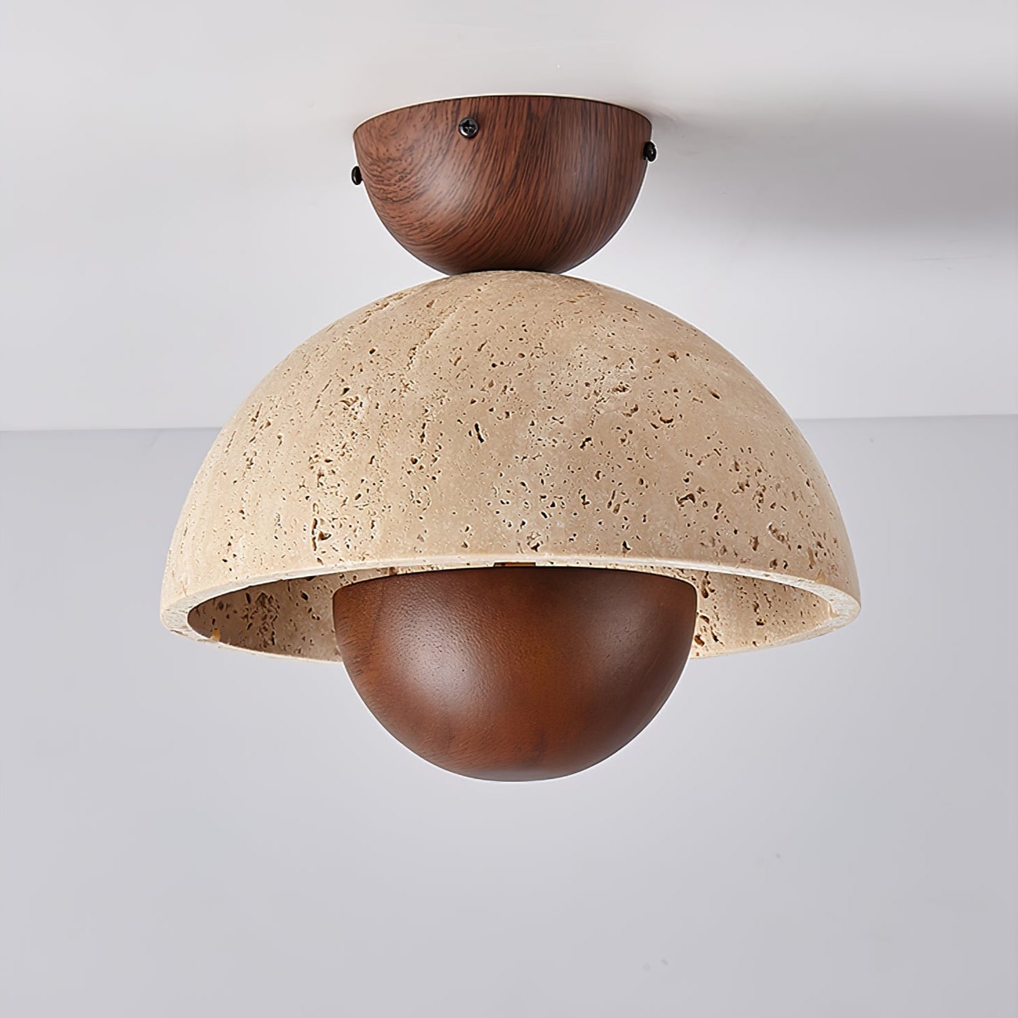 Plafonnier moderne Rhett en Bois et travertin jaune