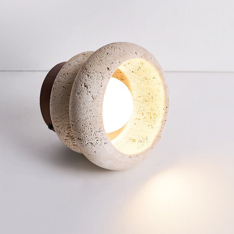 Plafonnier moderne Hunton en Foncé noyer et travertin jaune