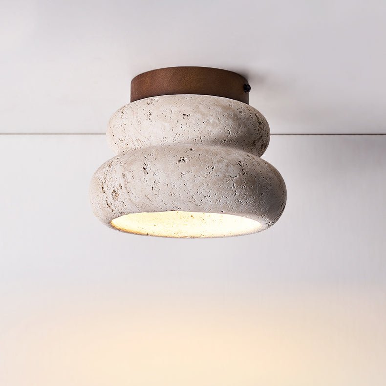 Plafonnier moderne Hunton en Foncé noyer et travertin jaune