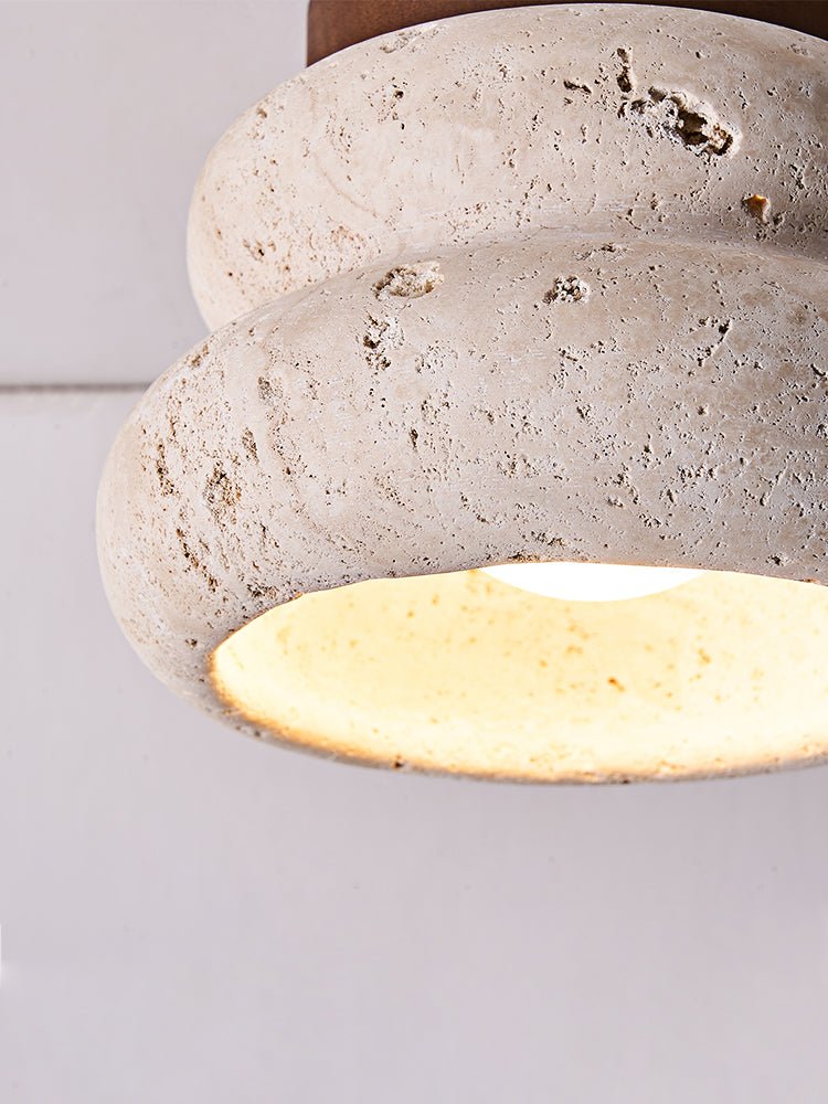 Plafonnier moderne Hunton en Foncé noyer et travertin jaune