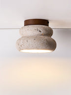 Plafonnier moderne Hunton en Foncé noyer et travertin jaune