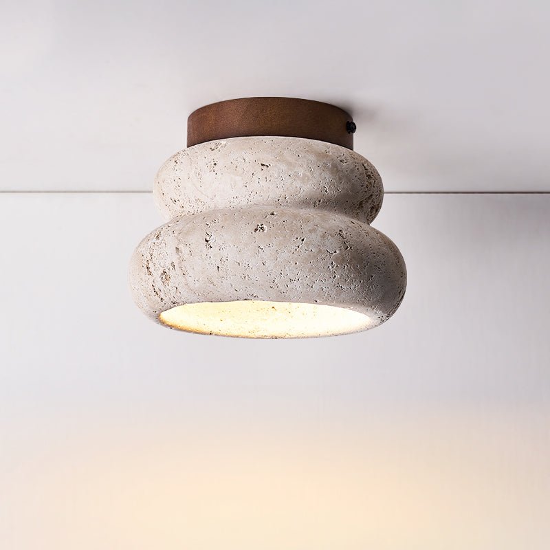 Plafonnier moderne Hunton en Foncé noyer et travertin jaune