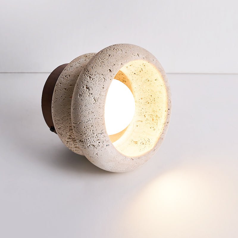 Plafonnier moderne Hunton en Foncé noyer et travertin jaune