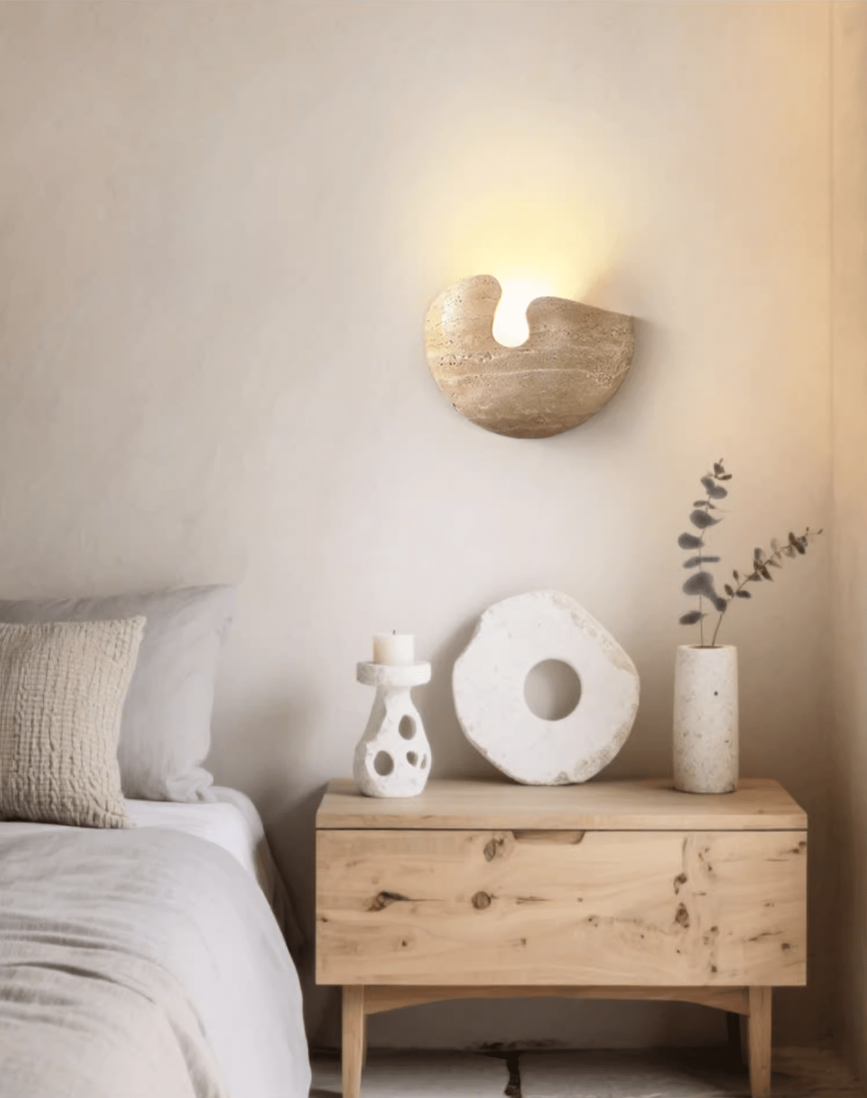 Applique murale moderne Sian en pierre Travertin jaune