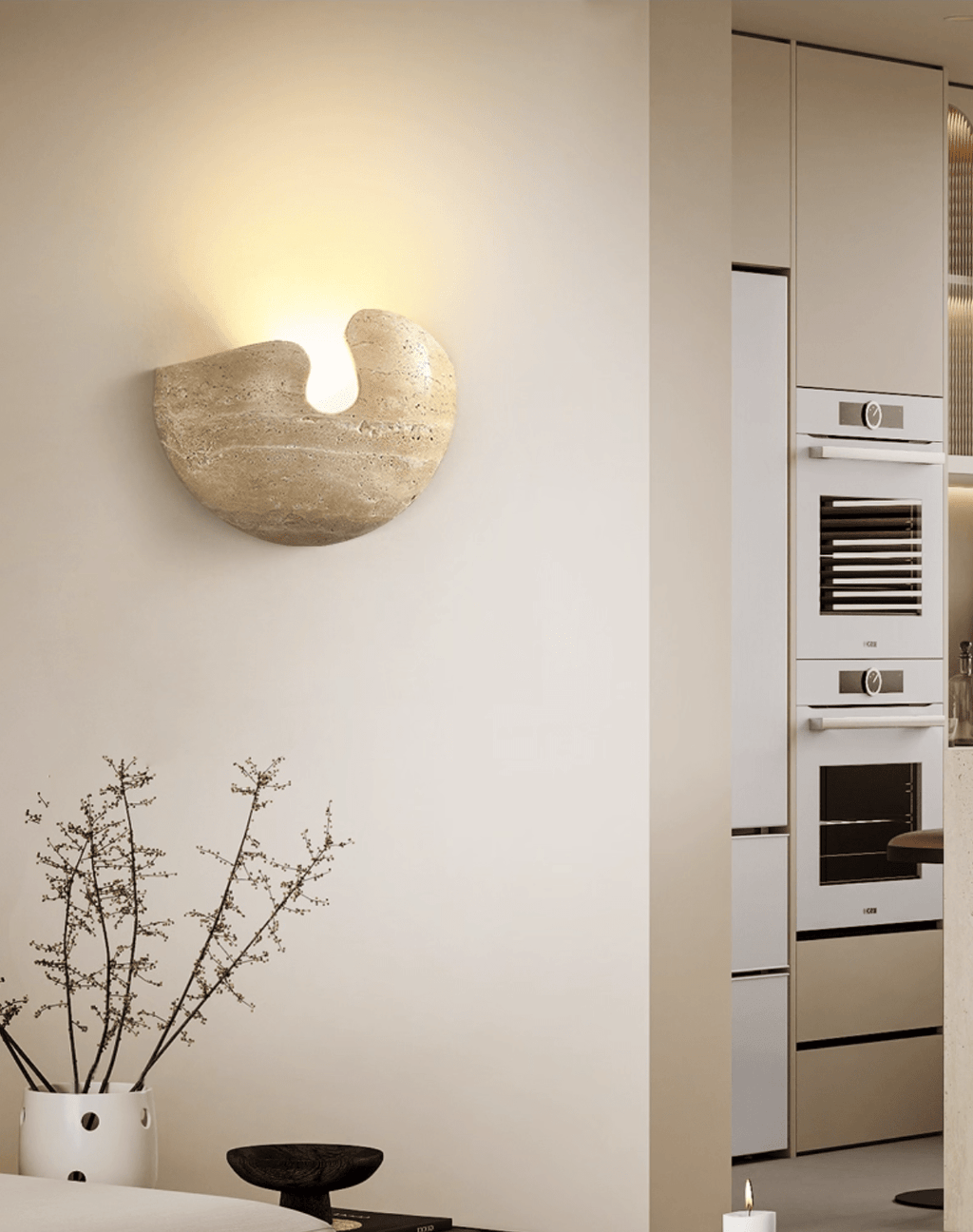 Applique murale moderne Sian en pierre Travertin jaune