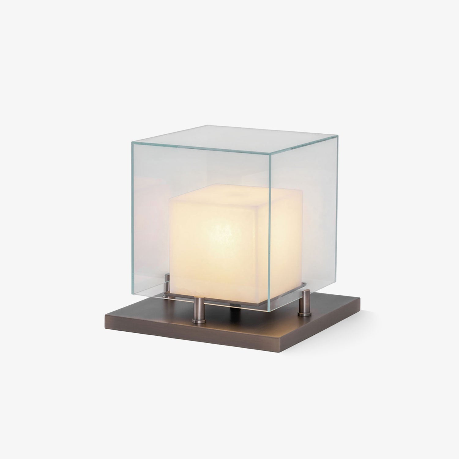 Lampe à poser moderne Creed en Albâtre Noir et transparent et blanc