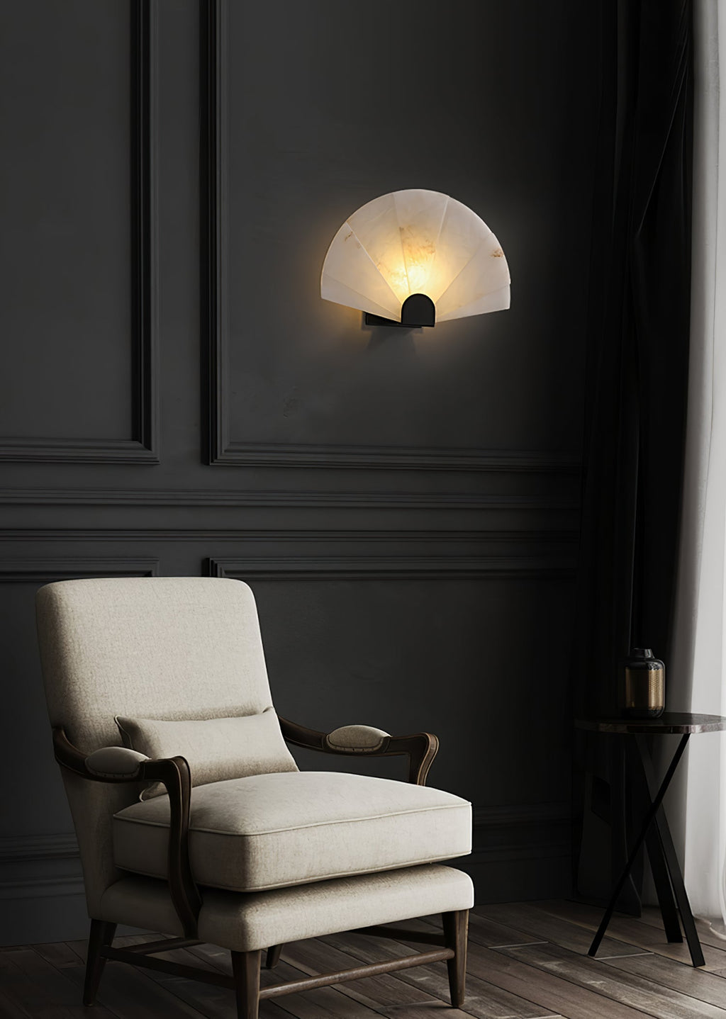 Applique murale moderne Odmar en Albâtre Noir et blanc