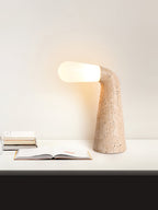 Lampe à poser moderne Jago en Travertin jaune et blanc