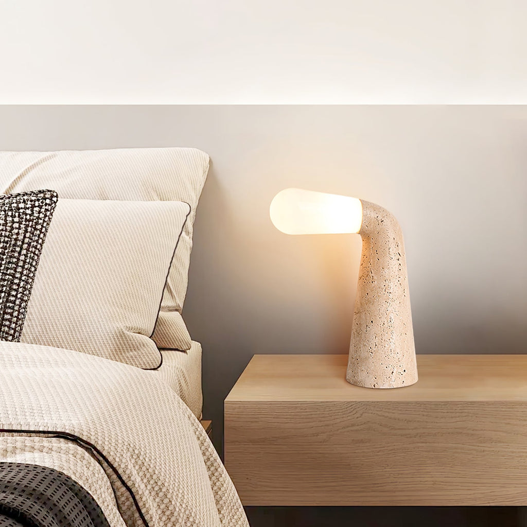 Lampe à poser moderne Jago en Travertin jaune et blanc