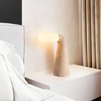 Lampe à poser moderne Jago en Travertin jaune et blanc