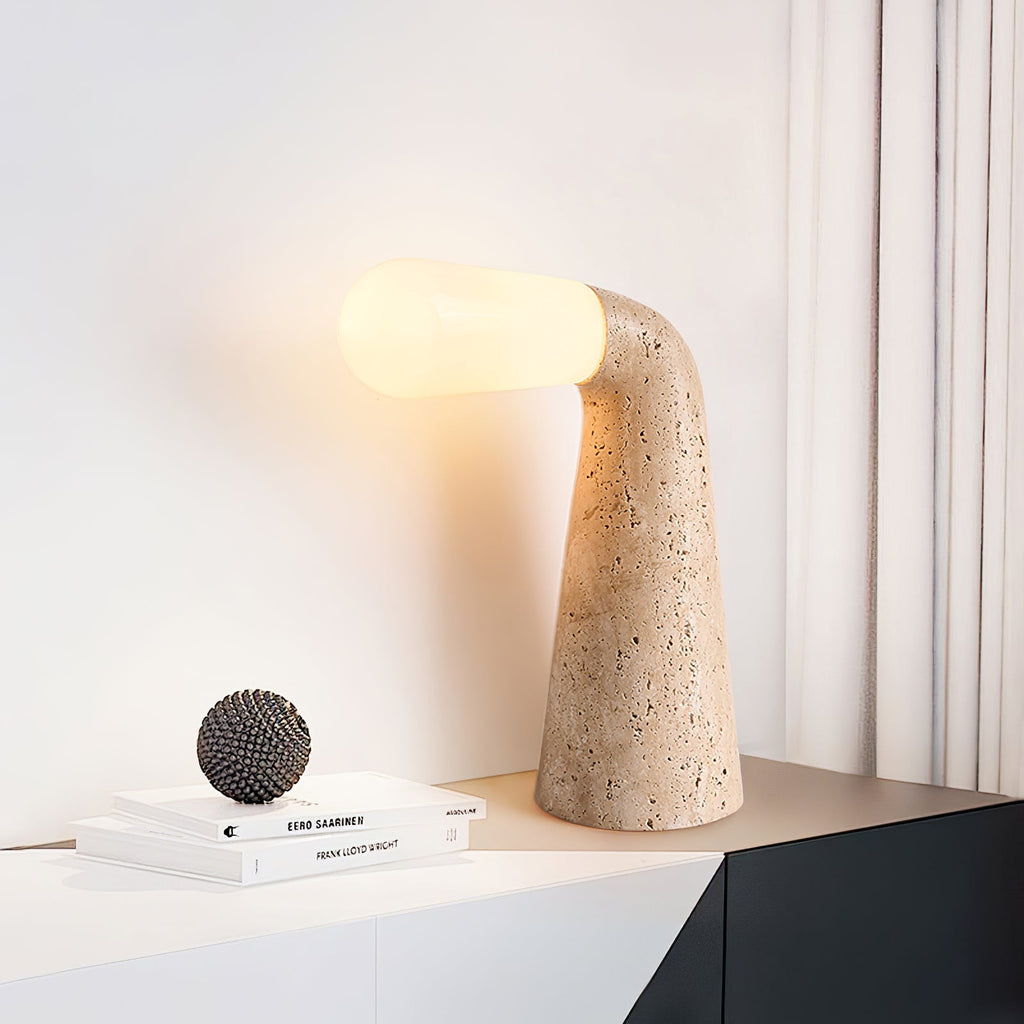 Lampe à poser moderne Jago en Travertin jaune et blanc