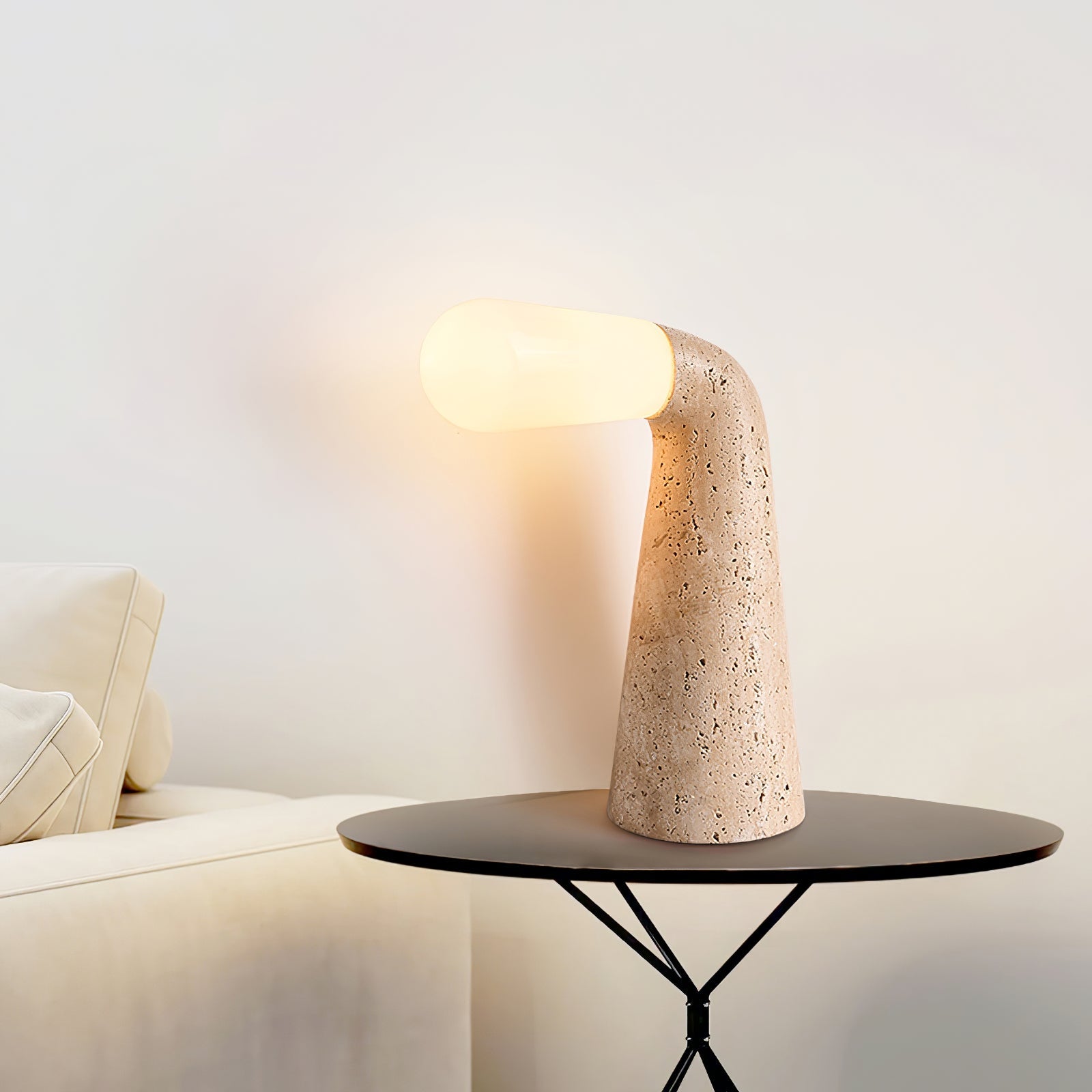 Lampe à poser moderne Jago en Travertin jaune et blanc