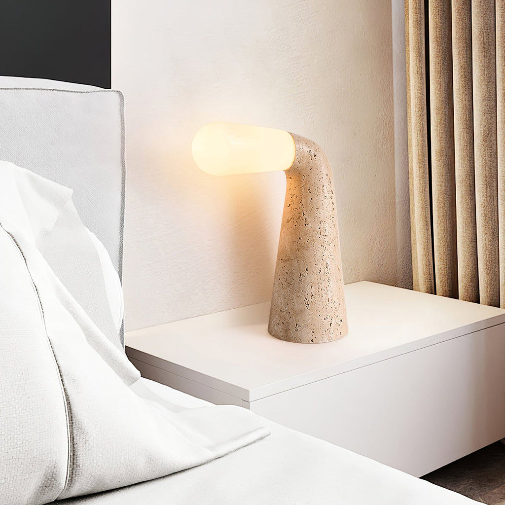 Lampe à poser moderne Jago en Travertin jaune et blanc