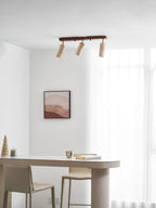 Plafonnier moderne Fjalar en Noyer bois et travertin jaune