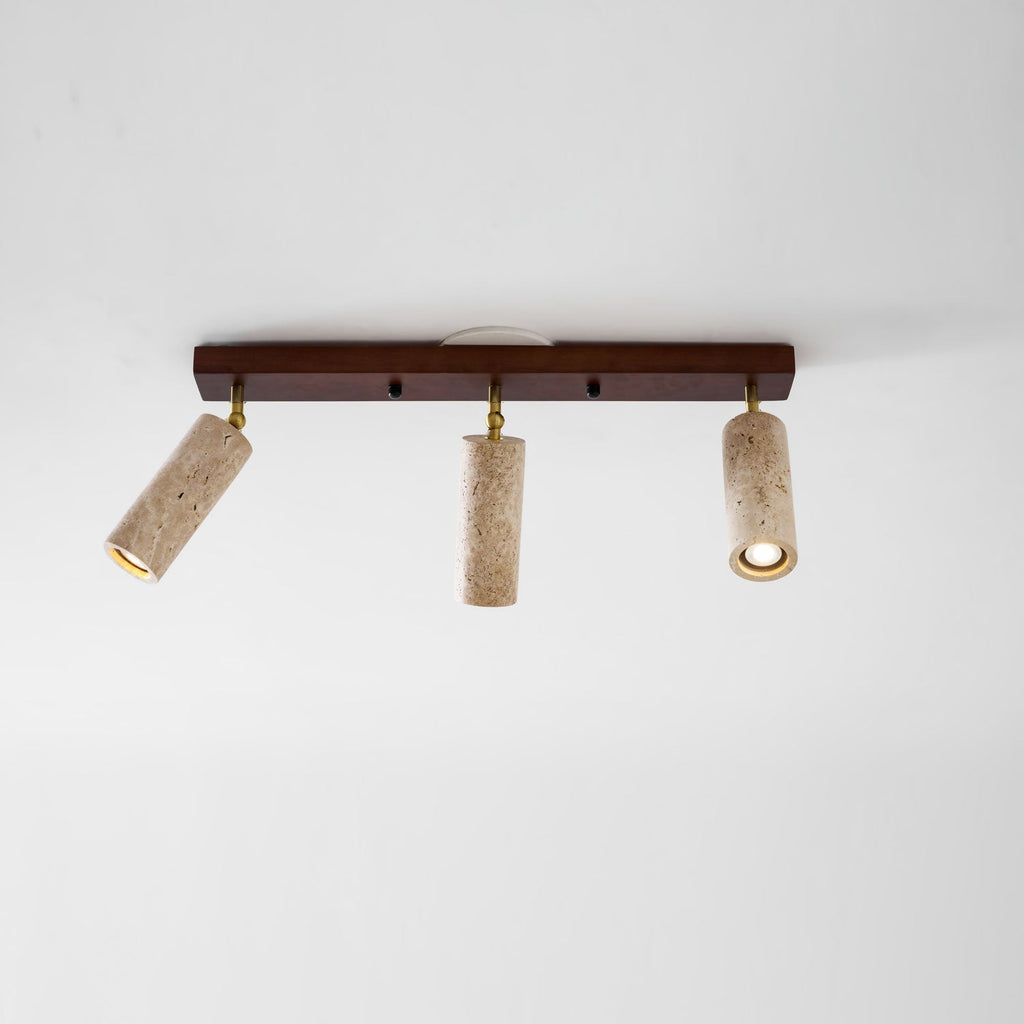 Plafonnier moderne Fjalar en Bois et travertin jaune