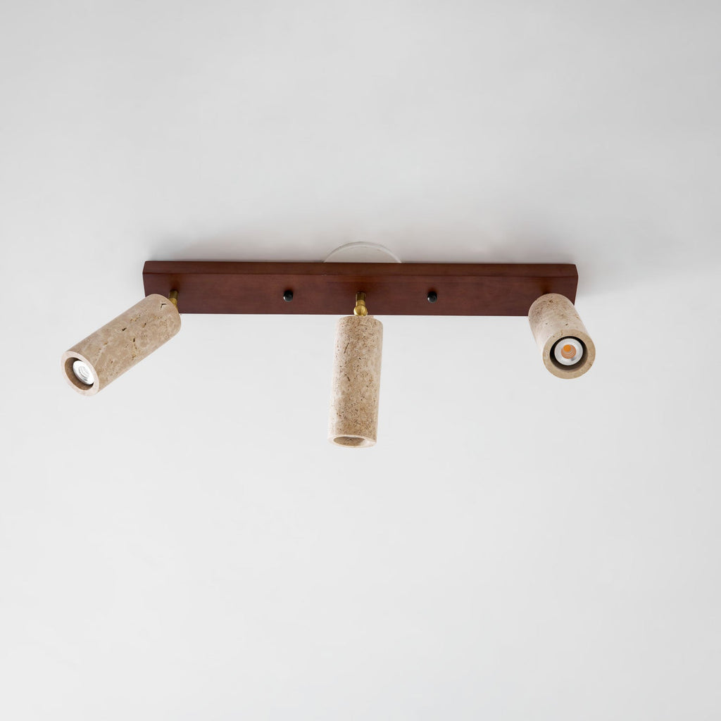 Plafonnier moderne Fjalar en Bois et travertin jaune
