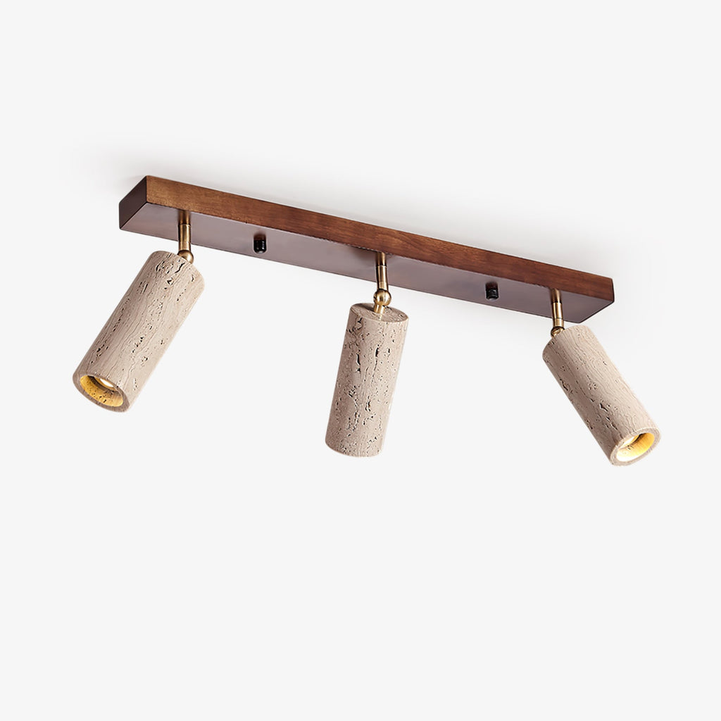 Plafonnier moderne Fjalar en Noyer bois et travertin jaune