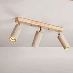 Plafonnier moderne Fjalar en Noyer bois et travertin jaune