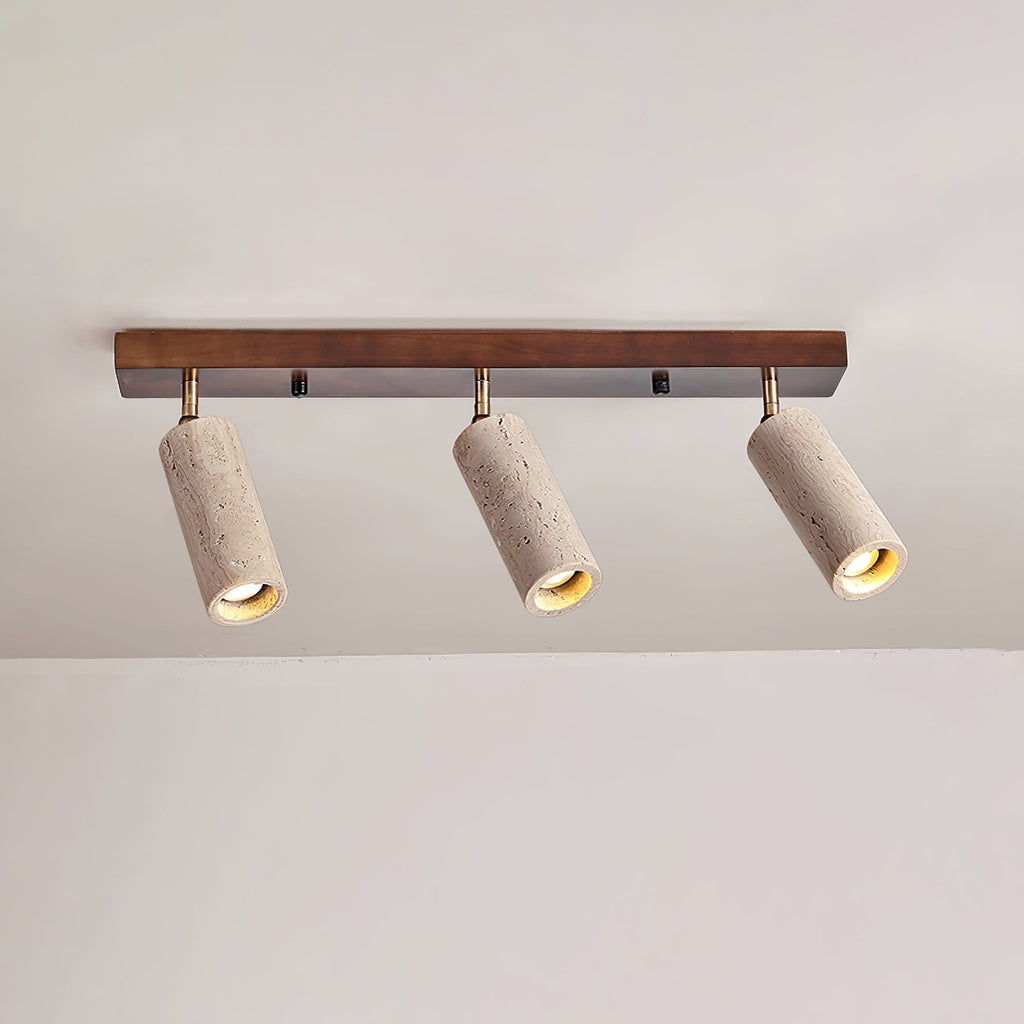 Plafonnier moderne Fjalar en Bois et travertin jaune