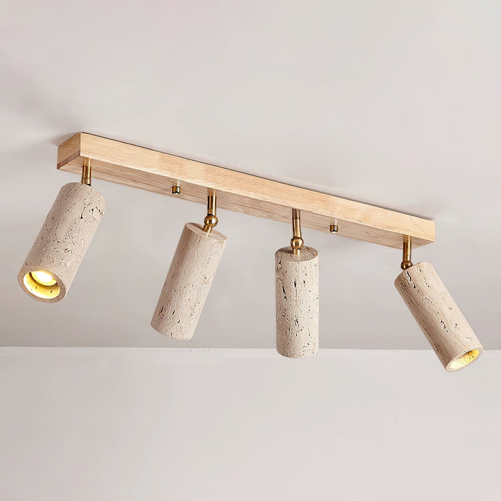 Plafonnier moderne Fjalar en Bois et travertin jaune
