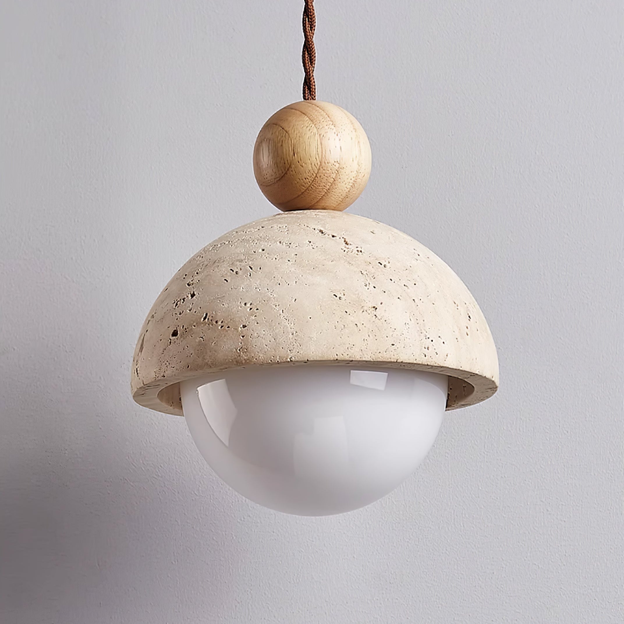 Suspension moderne Bjarni en Bois et travertin jaune